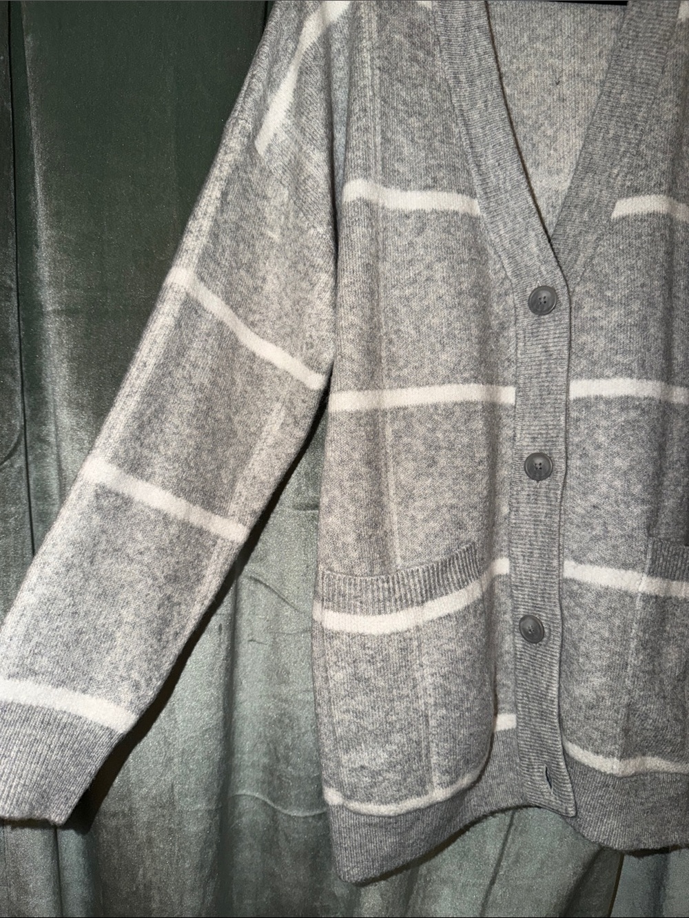 a new day Gray & White Striped V-Neck Cardigan - Picture 2 of 4